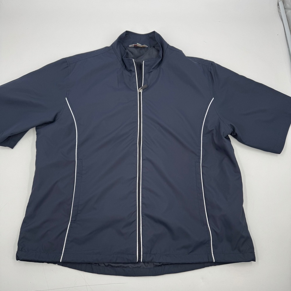 Monterey Club Mens Golf Jacket‎ Navy Blue Short Sleeve Zip Up XL